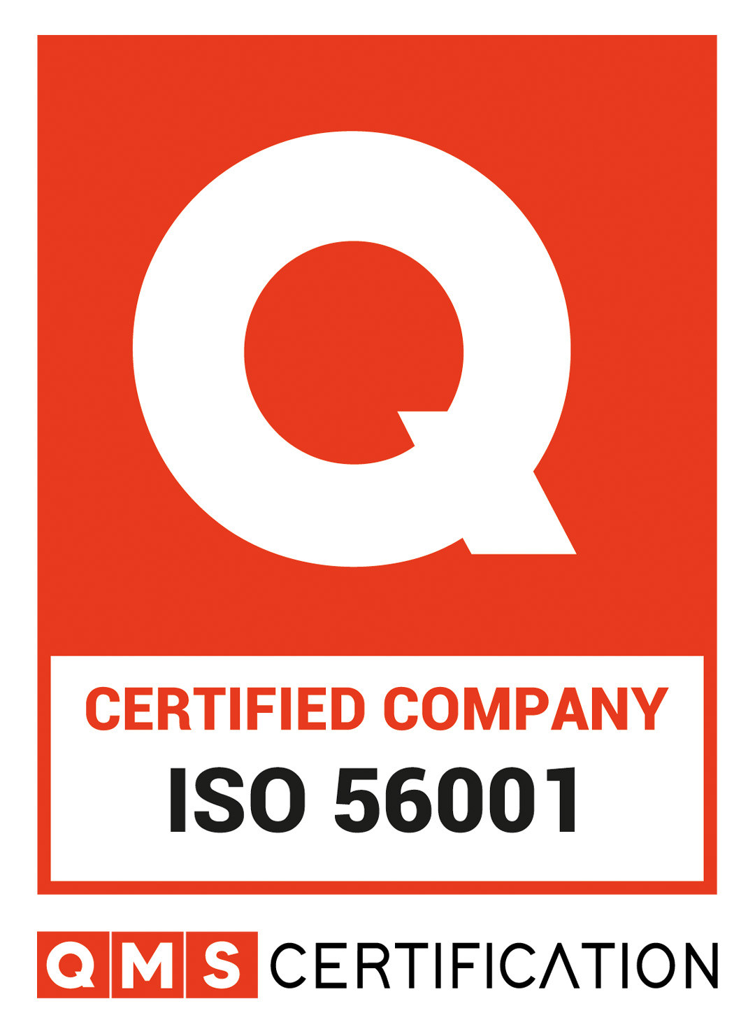 Selo ISO 56001 – empresa certificada